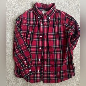 J Crew Crewcuts Boys Holiday Red Tartan Button Up Shirt size 4-5